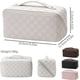thumbnail image 2 of Makeup Bag, Pu Leather Waterproof Make Up Bag with Handle and Divider Fashionable Makeup Organiser Bag Portable Travel Makeup Bag (White), 2 of 5