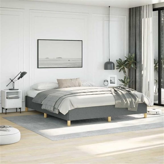 Bowery Hill Engineered Wood California King Bed Frame in Dark Gray