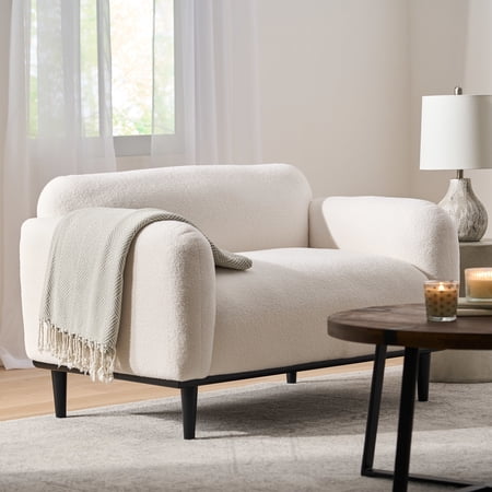 Christopher Knight Home 50" Modern Boucle Loveseat Sofa for Living Room or Office, White