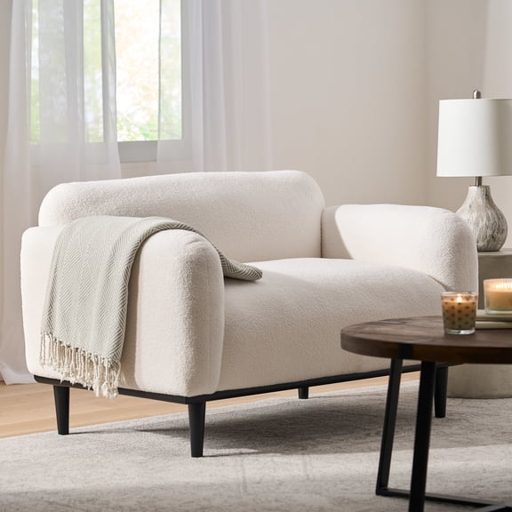 Christopher Knight Home 50" Modern Boucle Loveseat Sofa for Living Room or Office, White