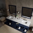 thumbnail image 4 of Castor 84 in W Blue Double Bath Vanity, Carrara Marble Top, Faucet Set, and 36 in Mirrors, 4 of 11