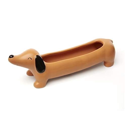 Daisy the Dachshund Porcelain Dog Planter for Small Plants and Flowers