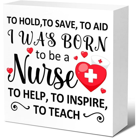 Zomyto 5"x5" Nurse Week Gift Ideas,Funny Nurse Office Desk Decor,Best Nurse Practitioner Gifts,Nurse Appreciation Gifts,I Was Born to Be a Nurse Wooden Box Sign