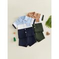 thumbnail image 3 of BemeyourBBs Toddler Baby Boy Summer Clothes Jacquard 2 Pieces Outfits Contrast Short Sleeve Button Down Shirts and Solid Shorts Set Toddler Boys Summer Outfit, 3 of 9