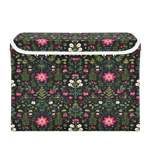 Storage Box With Lid 16.5x12.6x11.8In Foldable Stacked Household Storage Box Christmas Pattern Cute