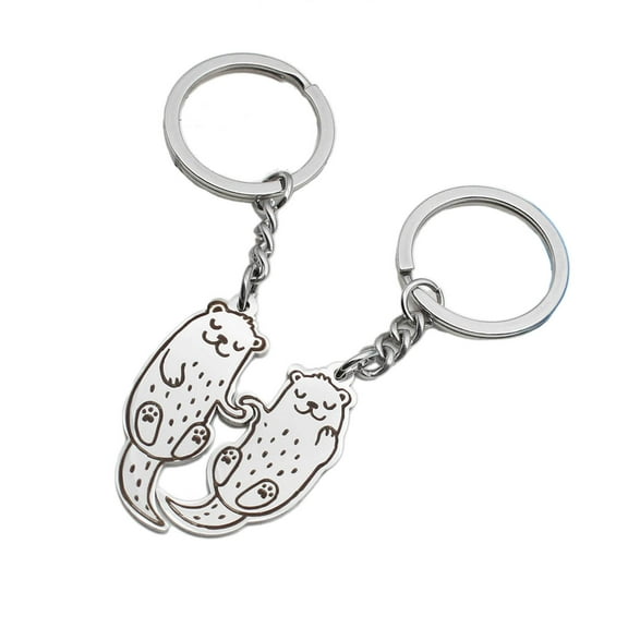 2 Pieces Metal Keyring Set Otters Souvenir Keychain Functional Accessories Key Holder Suitable for Keys and Bags