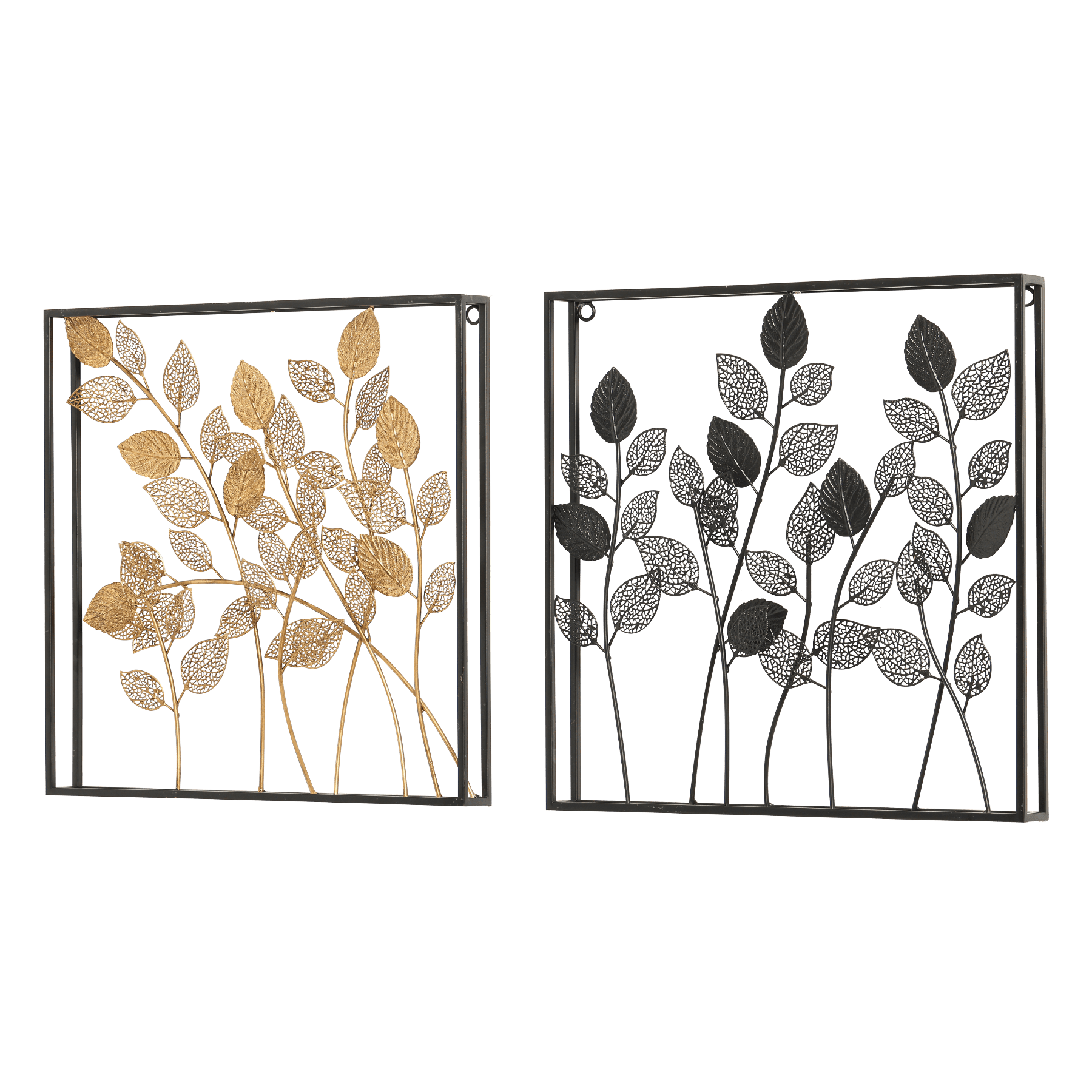 COZAYH Gold Metal Leaves Wall Decor Set of 2, Modern Wall Hanging Art