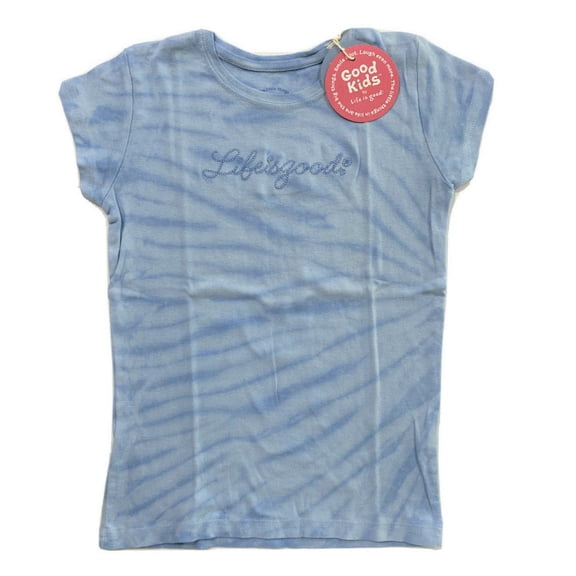 LIFE IS GOOD GIRLS TOP - BLUE SEA SZ 5-6 SMALL - BLUE TEE SHIRT GRAPHIC