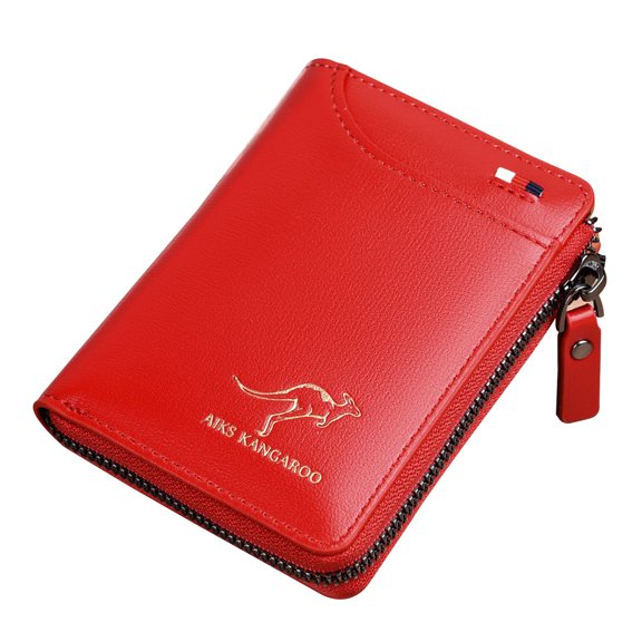 Zipped Pocket Bag Anti Magnetic Coin Purse Card Holder Vintage Radio Frequency Identification Technology Leather Wallet