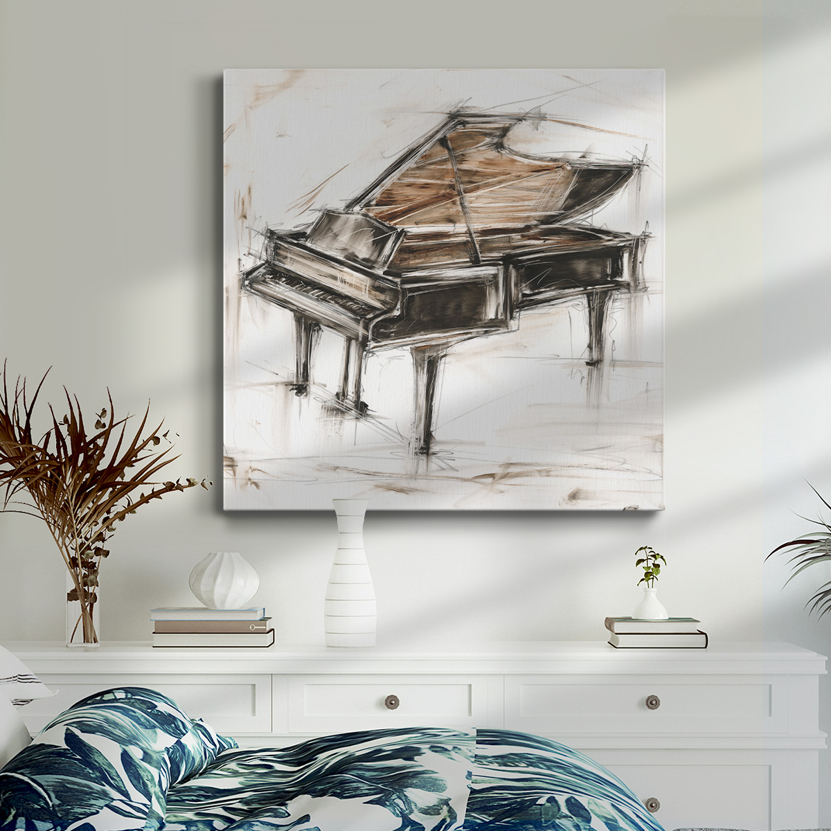 Wexford Home Grand Piano Study-Premium Gallery Wrapped Canvas, 24" x 24" - Ready to Hang