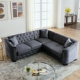 thumbnail image 3 of Velvet Combination Sofa, Corner Sofa & 2 Seater Sofa, Modern Upholstered Sofa Set for Living Room, Bedroom, Apartment, Office, Grey, 3 of 9