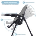 thumbnail image 3 of LINLUX Foldable Infant High Chair with Removable Double Trays, Portable Eating Chair, Gray, 3 of 9
