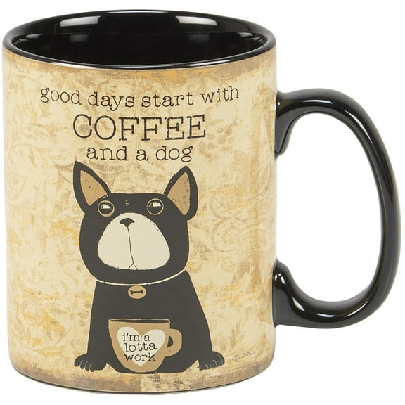 Primitives by Kathy Good Days Start With Coffee And A Dog 20oz Stoneware Funny Coffee Mug