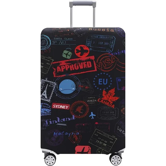 Luggage Cover Stretch Fabric Suitcase Protector Baggage Dust Case Cover Suitable for18-32 Inch Suitcase Case Travel accessories Black stamp S