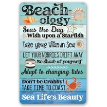 Metal Sign - Beachology Sea Life's Beauty - Durable Metal Sign - Use Indoor/Outdoor - Makes a Great Beach House Decor and Gift for Beach Lovers Under $20 (8" x 12")