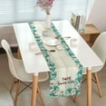 thumbnail image 3 of Rustic Flower Table Runner 13"X72", Farmhouse Style Teal Gray Floral Linen Table Decor for Kitchen Dining Room Coffee Table, 3 of 5