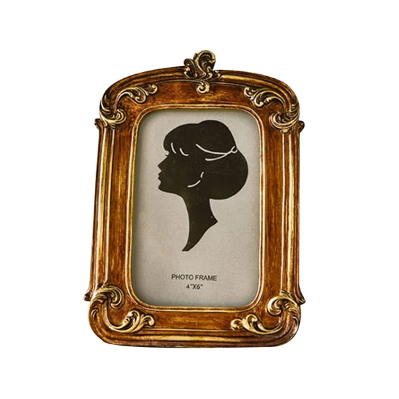 Retro Photo Frame Literary Vintage Imitation Wood Carved Picture Frame Decorative Desktop Wall Picture Frames