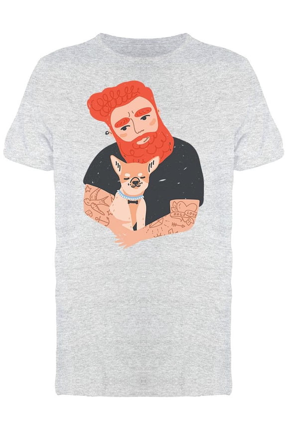 Red Haired Dude With His Dog T-Shirt Men -Image by Shutterstock, Male x-Large