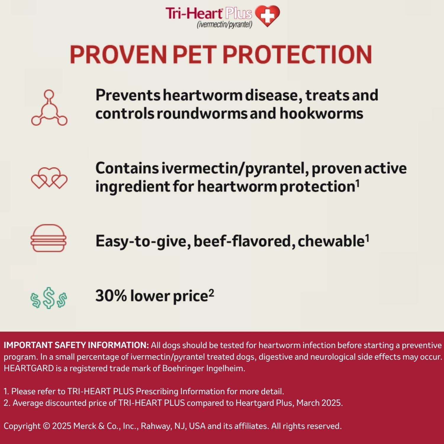 Tri-Heart Plus Chewable Tablets for Dogs, 51-100 lbs, (Brown Box)