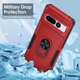 thumbnail image 5 of Case Compatible for Google Pixel 7 Case, Dual-Layer Protective Shockproof Heavy-Duty Bumper Phone Case Cover with 360 Ring Kickstand for Google Pixel 7 Case - Red, 5 of 12