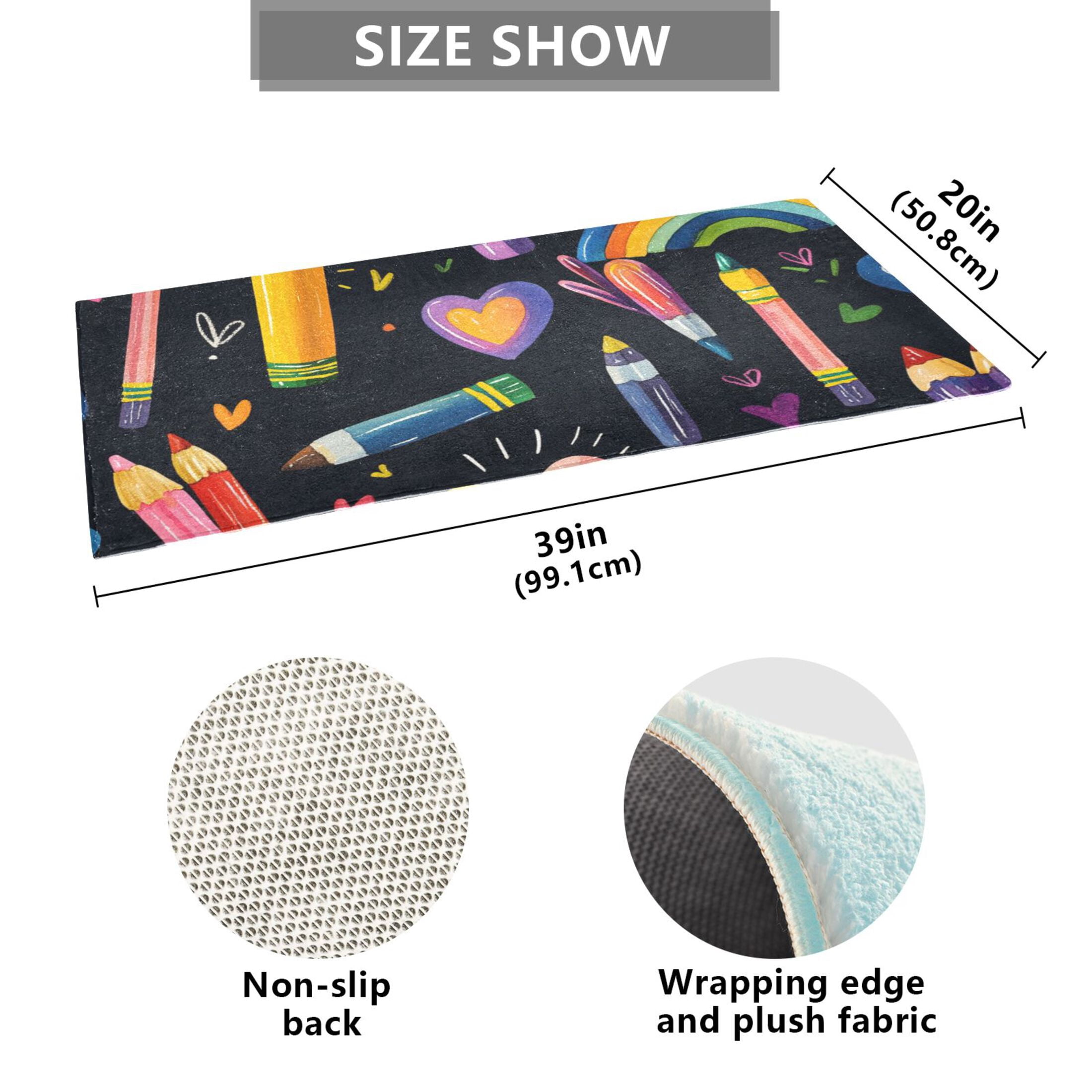 Crayons Rainbows Bathroom Rug 39x20 Non Slip Quick Dry Washable Bathroom Mats for Bedroom Living Room Kitchen