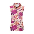 thumbnail image 4 of Garronmavis Zip Golf Shirt for Women Casual Tennis Shirt Collared Sleeveless Workout Shirts Athletic Workout Tops Womens Floral Golf Shirts, European Purple Floral, Size L, 4 of 7