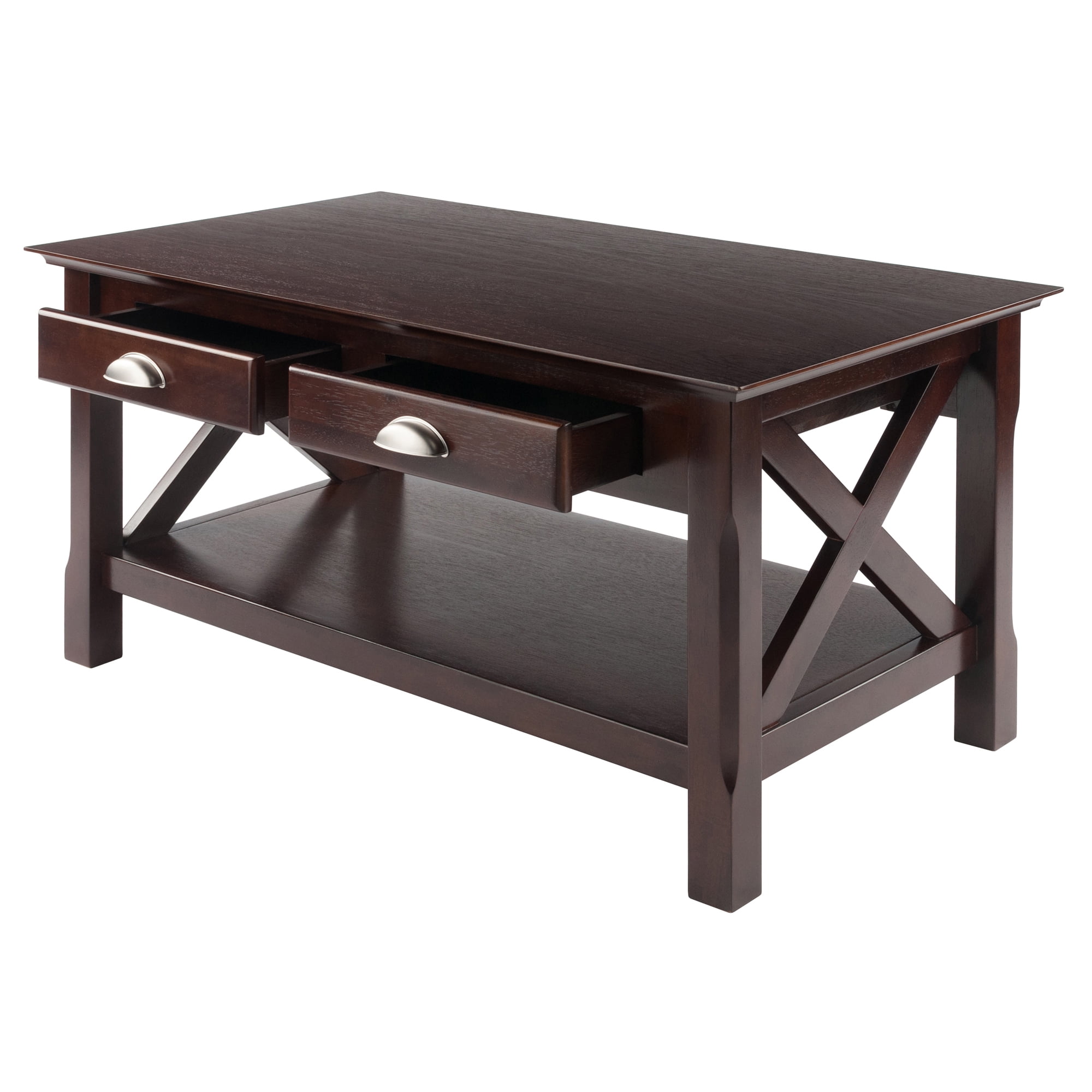 Winsome Wood Xola Coffee Table, Cappuccino, X Panel Design