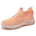thumbnail image 2 of Women's Fashion Solid Color Mesh Lace Up Sneakers Lightweight Breathable Comfortable Running Shoes Non Soft Sole Athletic Footwear For Casual Walking And Sports Pink 42, 2 of 6