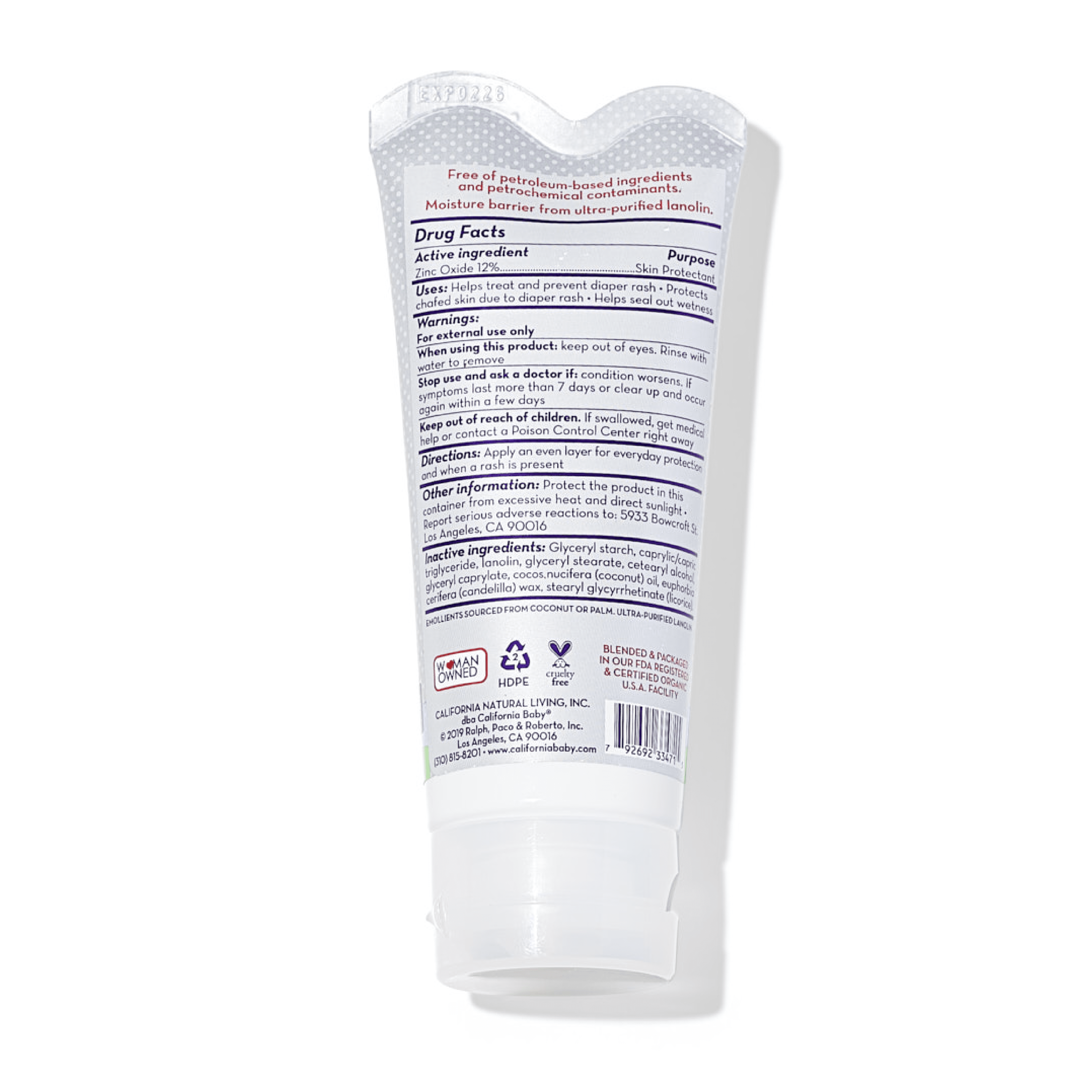 California Baby Super Sensitive Diaper Rash Cream - 100% Bio-Based Zinc Oxide