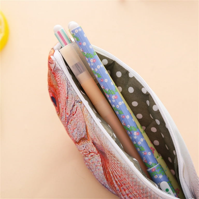 Creative Fish Shape Pencil Case Realistic Fish Pen Bags With Zipper Makeup  Pouch Gift Pen Box Stationery School Office Supplies