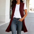 thumbnail image 2 of Yuhangmm Summer Cardigans for Women Lightweight Women's Long Sweater Vests Sleeveless Open Front Cardigan Tunic Top Coat Fall Winter Outfits M, 2 of 5
