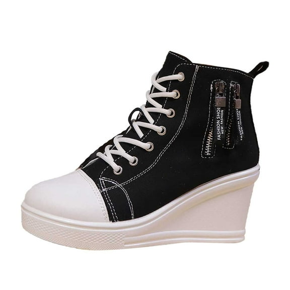 Women's Flats with Classic Design Versatile Use Women's Casual Shoes Fashion Platform Sneakers Comfortable On Lace Up Heel Everyday Walking Shoes For Women Stylish Solid Color Side Zipper Design