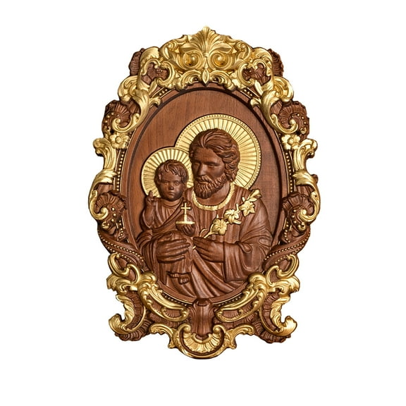 St. Joseph Wood Carved Religious Icon Christian Gift Wall Hanging Art Gift Gift for Dad