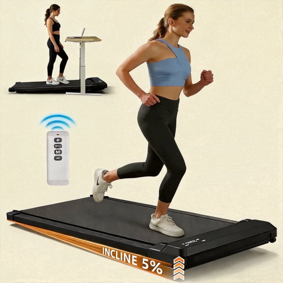 Compact Walking Pad Treadmill with Incline,2.5HP 2-in-1 for Walking & Jogging, Remote & LED