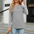 thumbnail image 3 of AherBiu Long Sleeve Shirts for Women Loose Fitting Fall Comfy Basic Tee Tops Side Split Solid Color Tshirts, 3 of 5