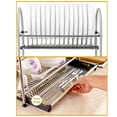 thumbnail image 4 of 2-Tier Stainless Steel Dish Drying Rack with Drainboard & Cutting Board Holder, 4 of 7