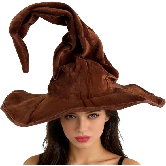 Wizard Hat for Adult Halloween Costumes, Witch Hat Cosplay Accessory, Ruched Witches Hat for Women