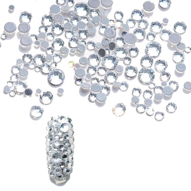 3000 piezas de cristales, diamantes de imitación para uñas, cuentas redondas, dijes de cristal con parte posterior plana, piedras preciosas