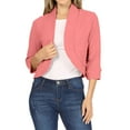 thumbnail image 2 of XINSDOAKK Womens Blazer Women's Relaxed Scuba Knit Stretch Blazer with Scrunch Sleeves (Watermelon Red,L), 2 of 6
