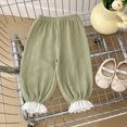 thumbnail image 2 of 18-24 Months Infant Baby Solid Color Lightweight Jogger Pants, Elastic Waist Lace Ruffle Lantern Casual Trousers for Toddler Girls Pants,Green, 2 of 4