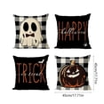 thumbnail image 3 of Lzobxe 4 Pack Halloween Pillowcases, Decorative Outdoor Cushion Cover, 45x45cm Ghost Pumpkin Throw Pillow Cover for Sofa Couch Home Party Decor, 3 of 6