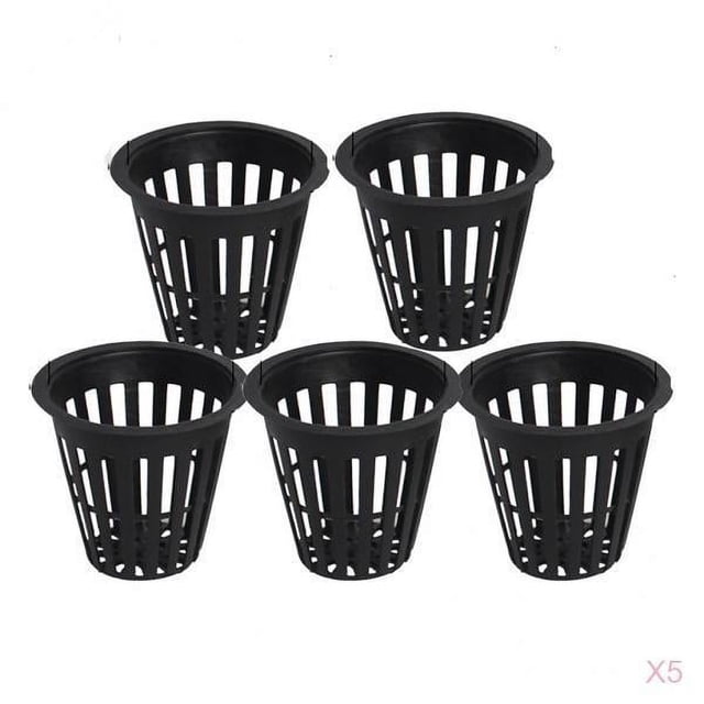 GROWTH TANK 25Pcs 2 "Garden Slotted Mesh Net Cups Plastic Flower Pots for Hydroponic Orchids Black