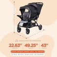 thumbnail image 3 of Baby Trend Sit N Stand Double Stroller 2.0 & Twin Travel System for Babies & Toddlers w/ 5 Pt Safety Harness, Canopy, Storage, & 2 Cup Holders, Stormy, 3 of 5