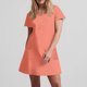 thumbnail image 5 of Vestido Corto de Verano de Moda de Color Sólido Vestido Casual de Cuello en V de Manga Corta, Desgaste Ligero de Poliéster para las Mujeres, Lavado de Manos, 5 of 7