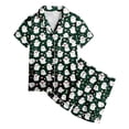 thumbnail image 5 of NIEWTR Girl Kids Pajamas Sets Halloween Pattern Printed With Notched Collar Short Sleeve Tops and Shorts For Home Wear Cozy For Lightweight and Breathable Comfort Sleepwear, 5 of 5