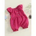 thumbnail image 3 of Suealasg Baby Girls 3-Pack Romper Bodysuit Fly Sleeve Round Neck Plaid Buttons Up Jumpsuits 3 6 12 18 Months Infant Girls Summer Casual Jumpsuits Clothes, 3 of 7