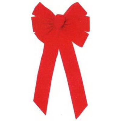 Nœud de Noël, 7 Boucles, Velours Rouge Pailleté, 12 x 26 x 3 Po. -6072