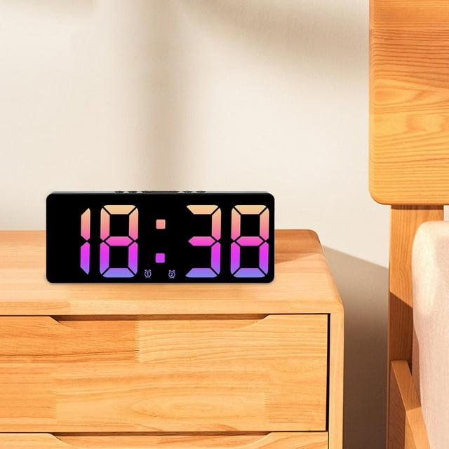 Reloj despertador Digital de 15,5 cm, reloj de noche con brillo ajustable, función de repetición de 12/24H para niños, sala de estudio, escritorio , luz rosa Macarena Reloj despertador digital