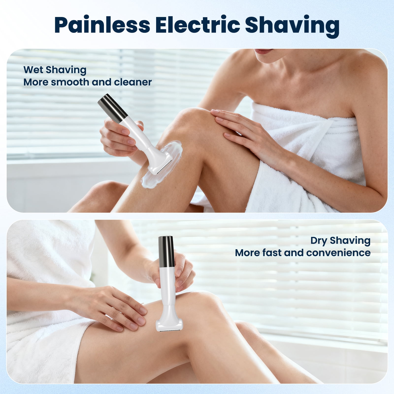 MTUYELI Electric Razor for Women - 8 in 1 Personal Replaceable Facial Eyebrow Razors & Nose Hair Trimmer, Wet Dry Bikini Trimmer, White
