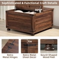 thumbnail image 5 of Joaxswe Farmhouse Coffee Table with Hidden Storage, 59 Gal Square Center Table, Flip-Top Lids, Wooden Gourd Feet, Brown, 5 of 8